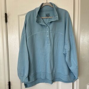 American Eagle Blue Big Hug Henley Sweatshirt XXL